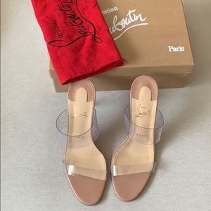 Clear Christian Louboutin slide sandal